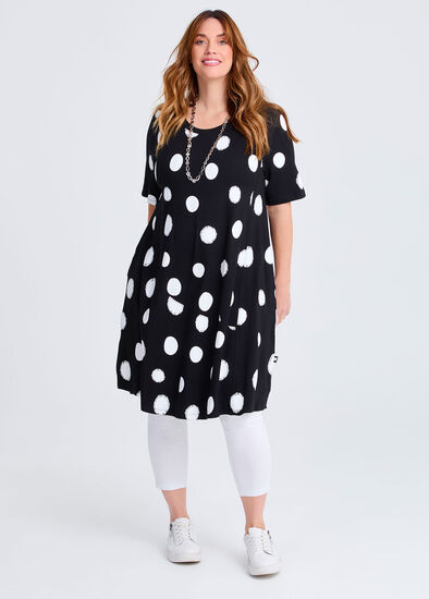Plus Size Natural Abstract Spot Dress