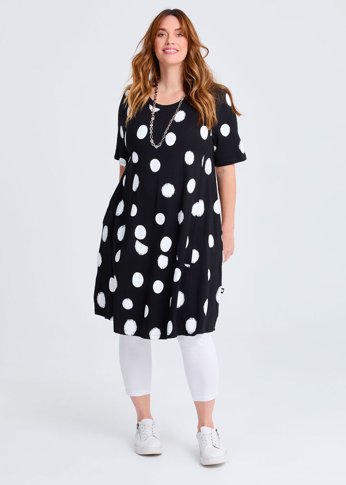 Natural Abstract Spot Dress, , hi-res