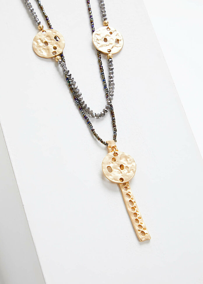 Fine Layered Crystal Necklace, , hi-res