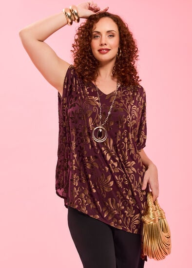 Plus Size Velvet Burnout Evening Top