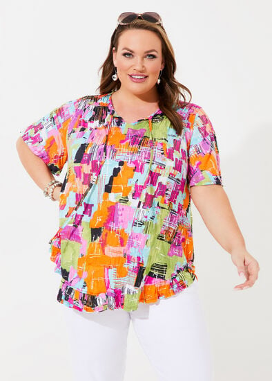 Plus Size Abstract Bamboo & Foil Crush Top