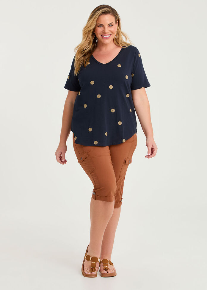 Cotton Embroidery Spot T-shirt, , hi-res