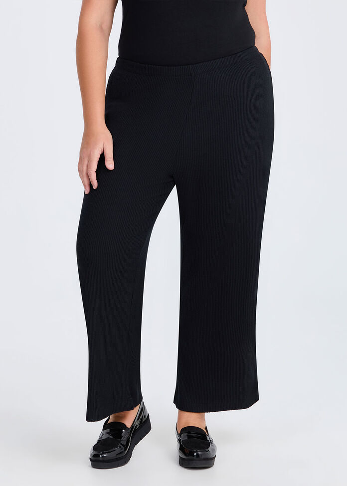 Ribbed Relaxed Wide Leg Pant, , hi-res