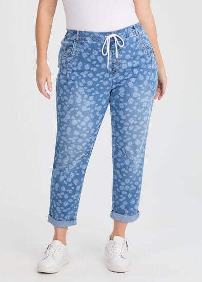 Plus Size Cotton Blend Floral Jogger