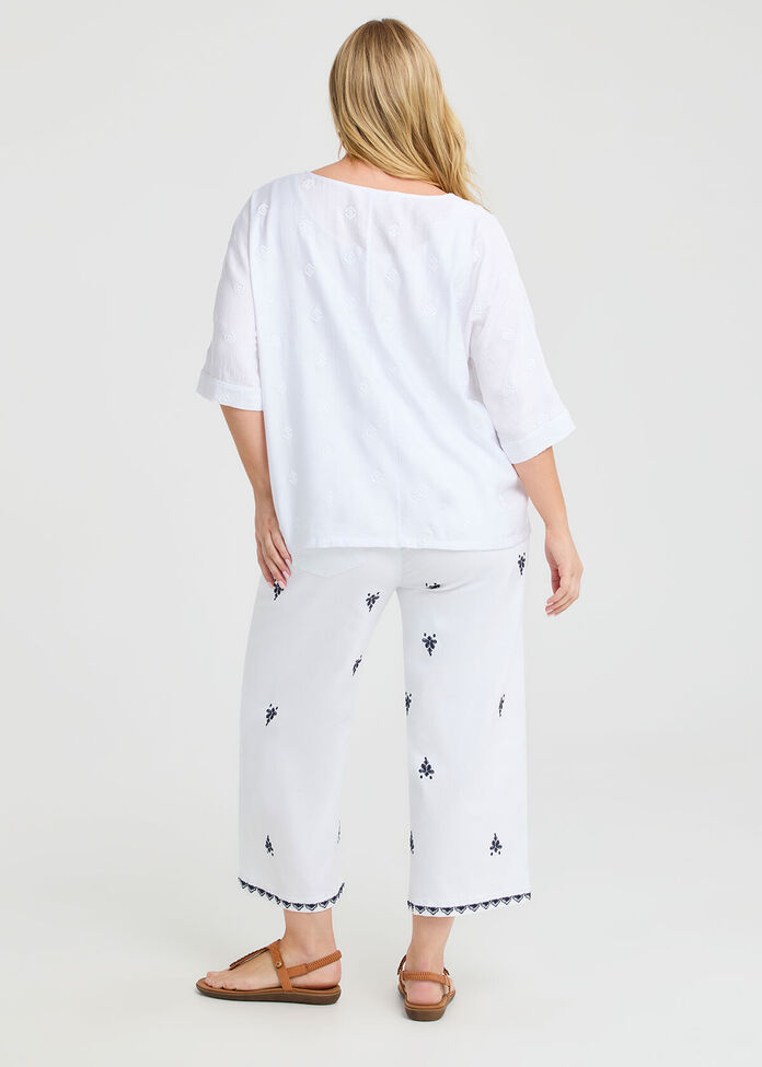 Wide Leg Embroidered Crop Jean, , hi-res
