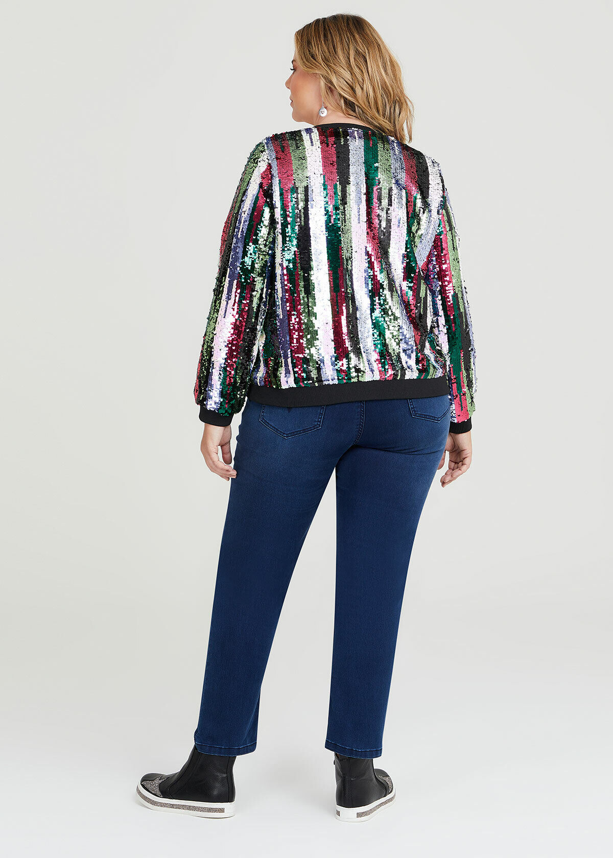 Multicolor sequin hotsell bomber jacket