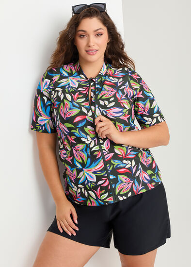 Plus Size Flora Zip Rash Vest