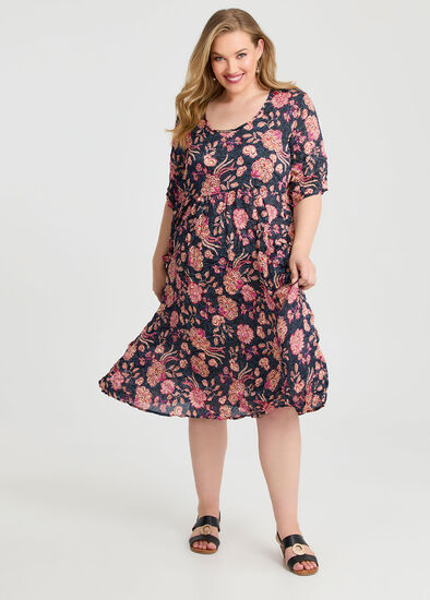 Plus Size Crushed Patch Pocket Midi Dress