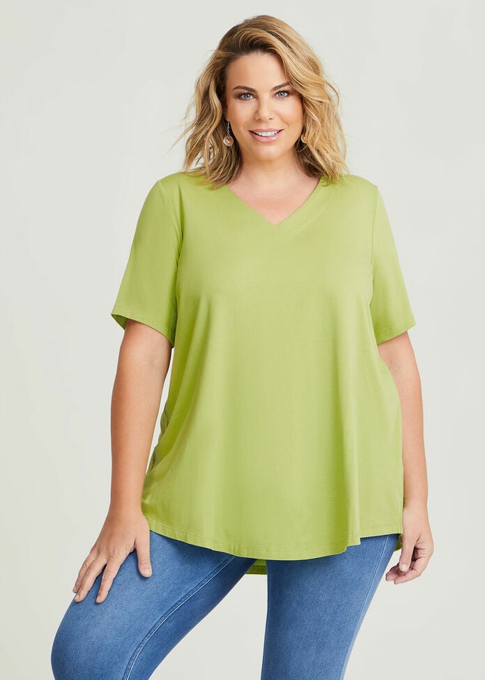 Organic V-neck Swing Basic Tee, , hi-res