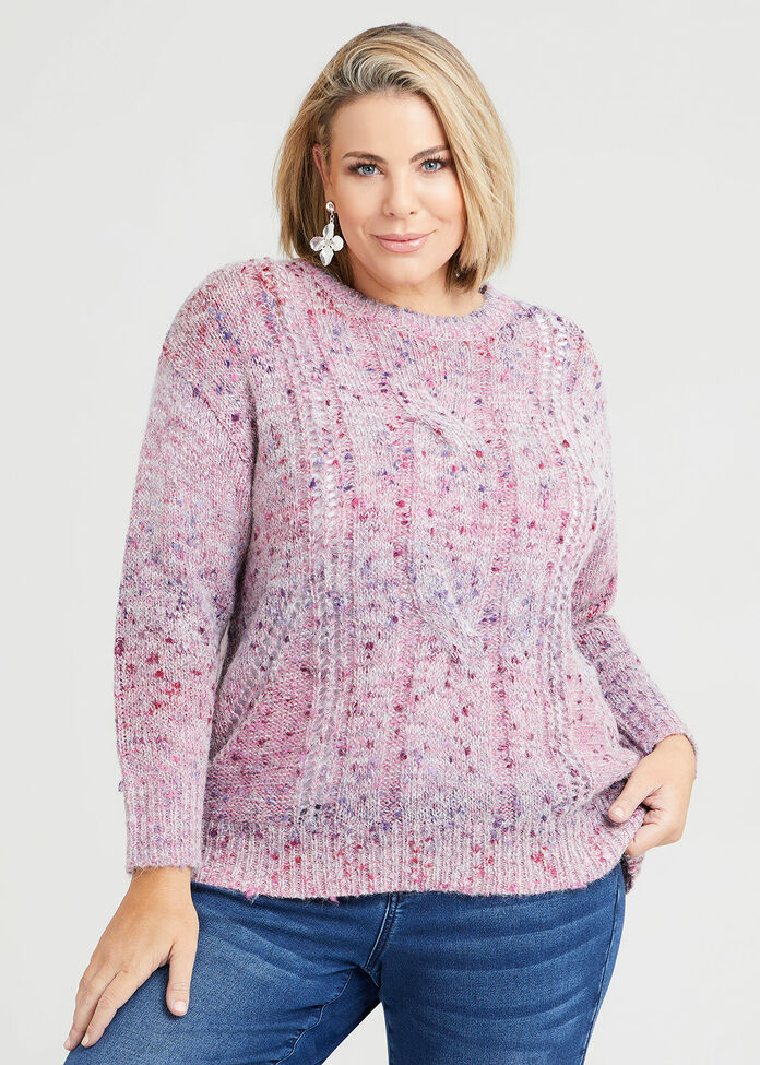 Shop Plus Size Textured Cable Knit Jumper, Pink Taking Shape AU