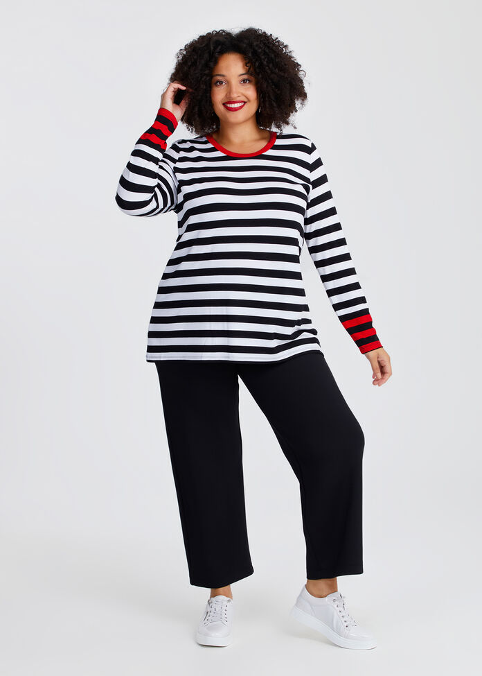 Bamboo Ponte Contrast Stripe Top, , hi-res