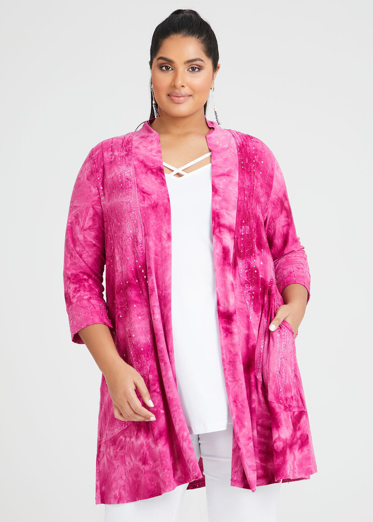 pink sequin cardigan