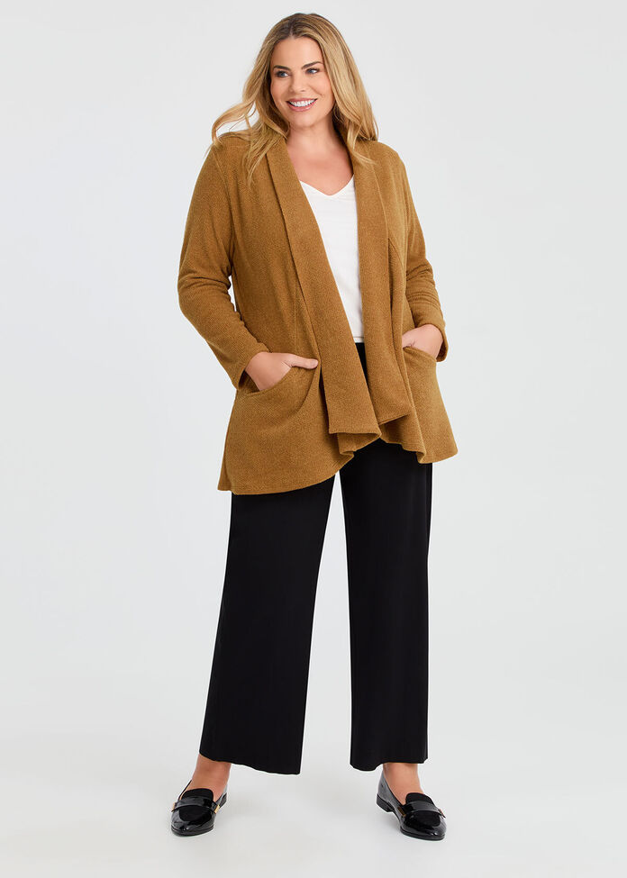 Honeycomb Rib Knit Cardigan, , hi-res