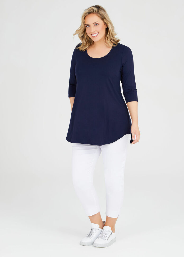 Shop Plus Size Bamboo Base 3/4 Sleeve Top in Blue | Sizes 12-30 ...
