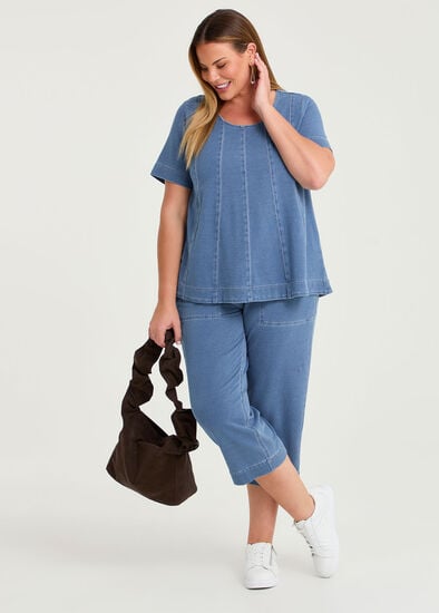 Plus Size Cotton Denim Crop Pant