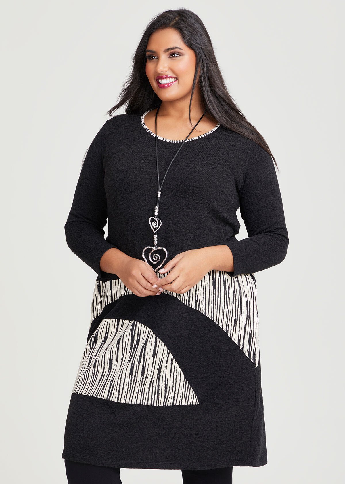 Shop Plus Size Splice Jacquard Snug Tulip Dress in Black Taking Shape IE