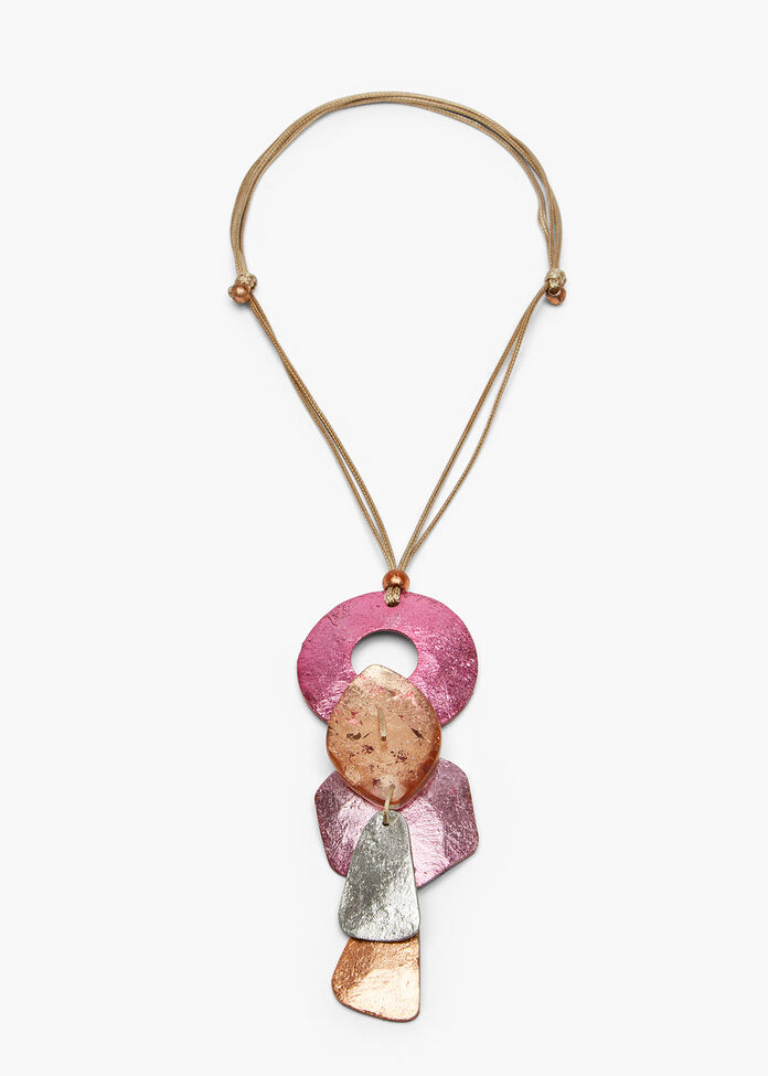 Metallic Foil Cluster Necklace, , hi-res