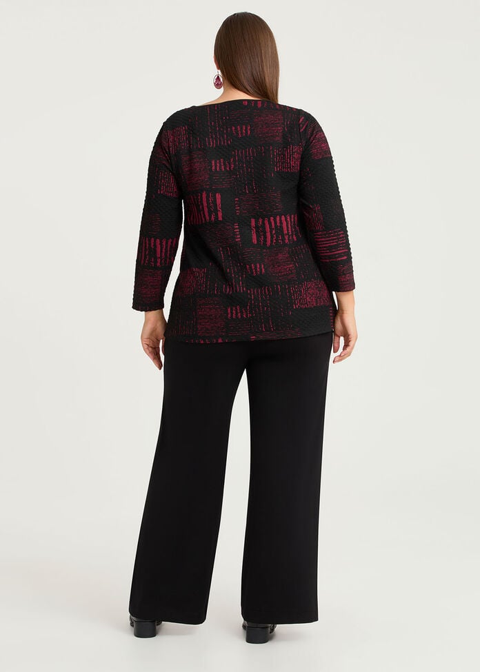 Jacquard Abstract Ruby Top, BLACK/RED PRINT, hi-res