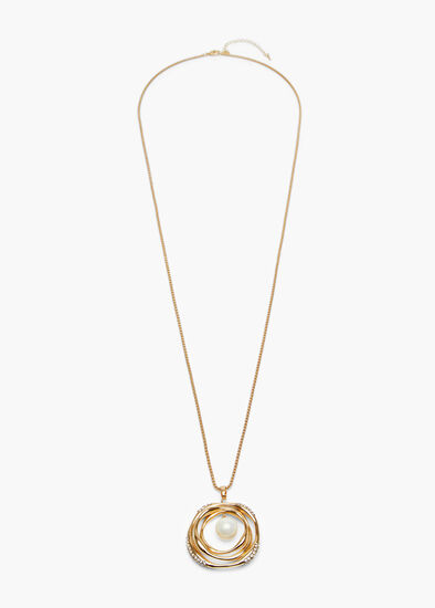 Long Pearl Gong Necklace