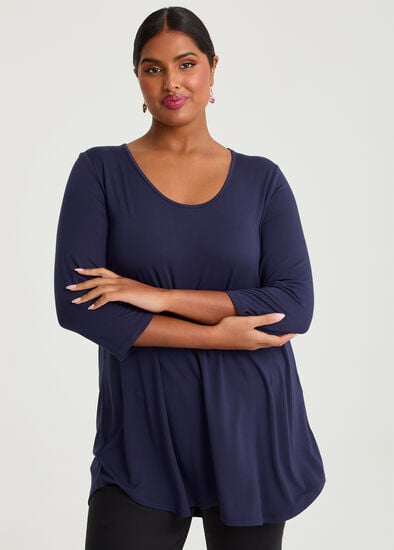 Plus Size Bamboo Base 3/4 Slv Top