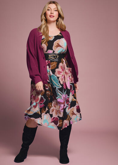 Plus Size Natural Pocket Midi Dress