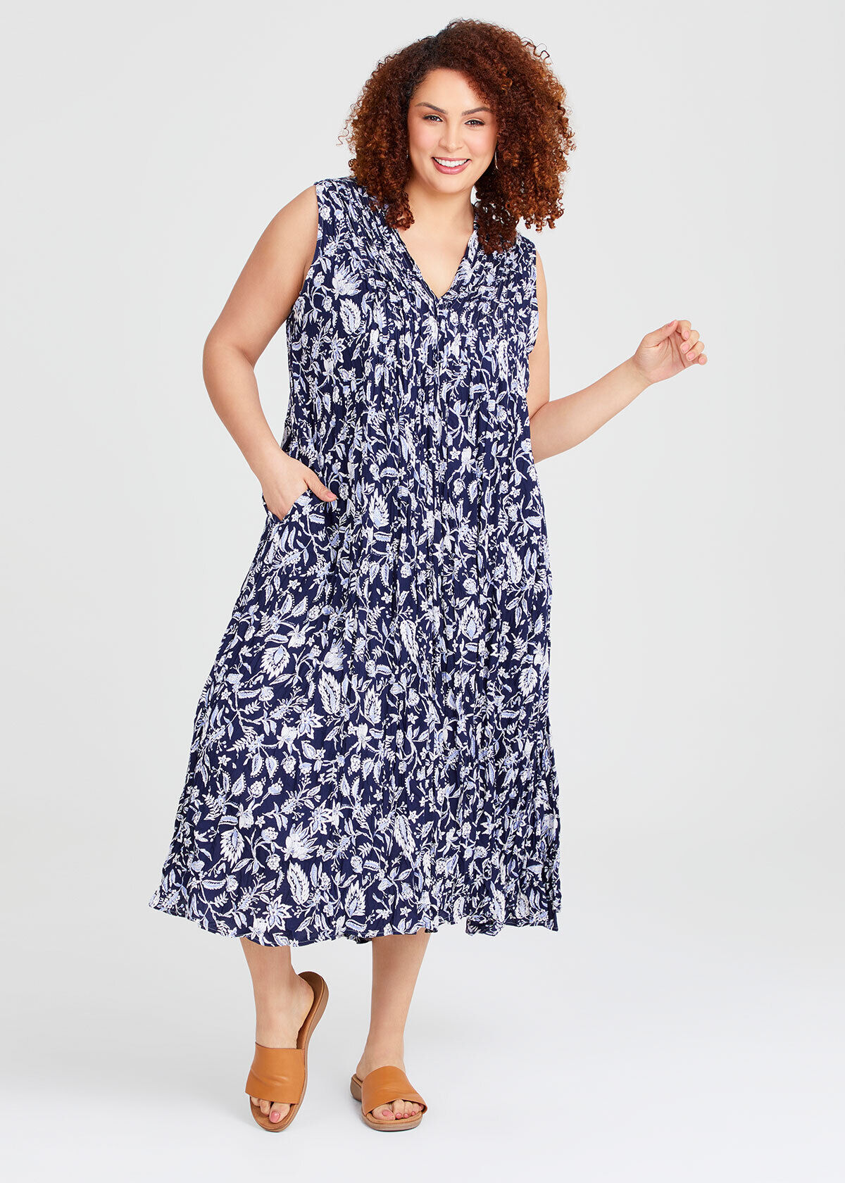 Shop Plus Size Fiesta Sleeveless Maxi Dress in Blue Taking Shape AU