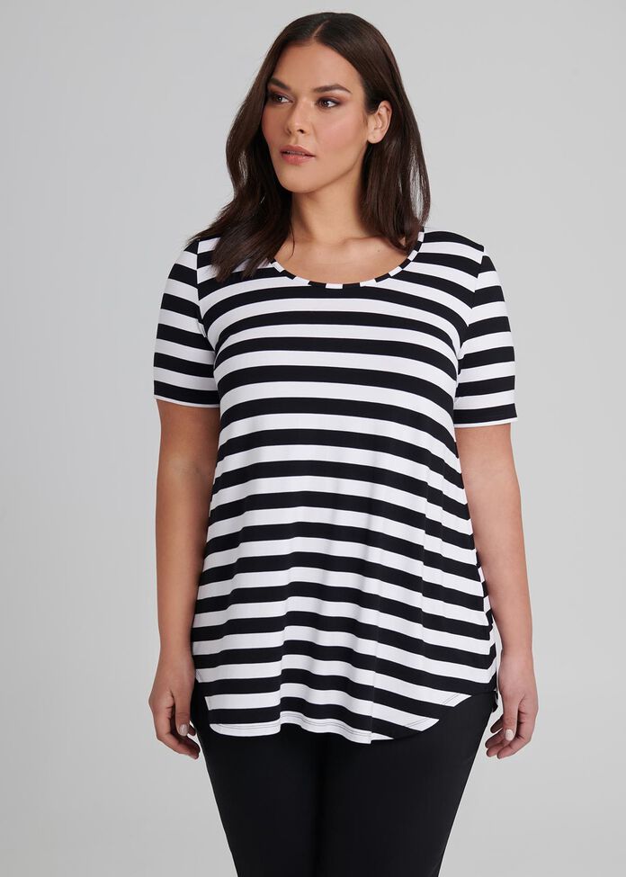 Bamboo Stripe Short Sleeve Top, , hi-res