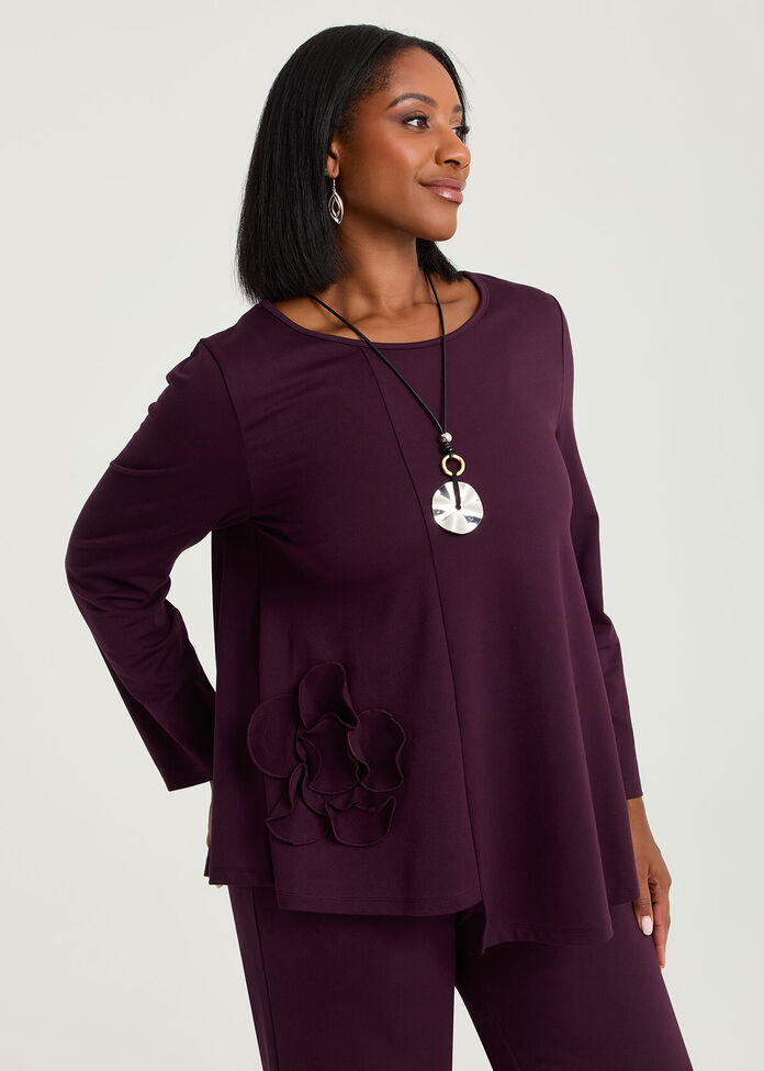 Applique Bamboo Ponte Top, , hi-res