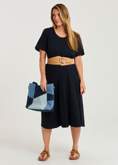 Plus Size Cotton Swing Seam Detail Dress