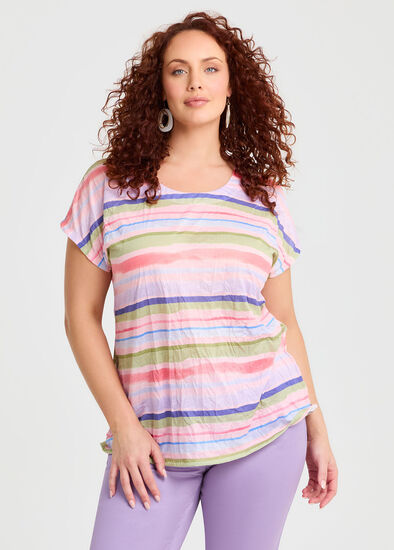 Plus Size Sunset Stripe Print Top