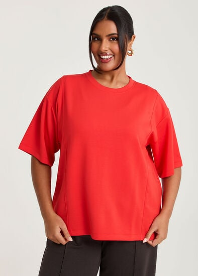 Plus Size Luxe Touch Relaxed Seam Detail Top