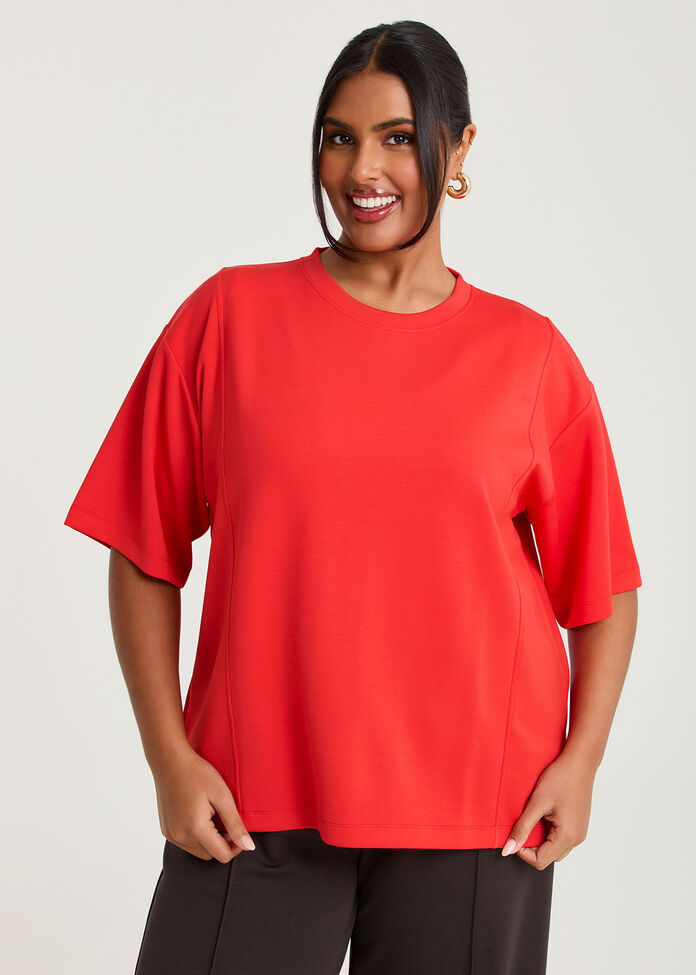 Luxe Touch Relaxed Seam Detail Top, , hi-res