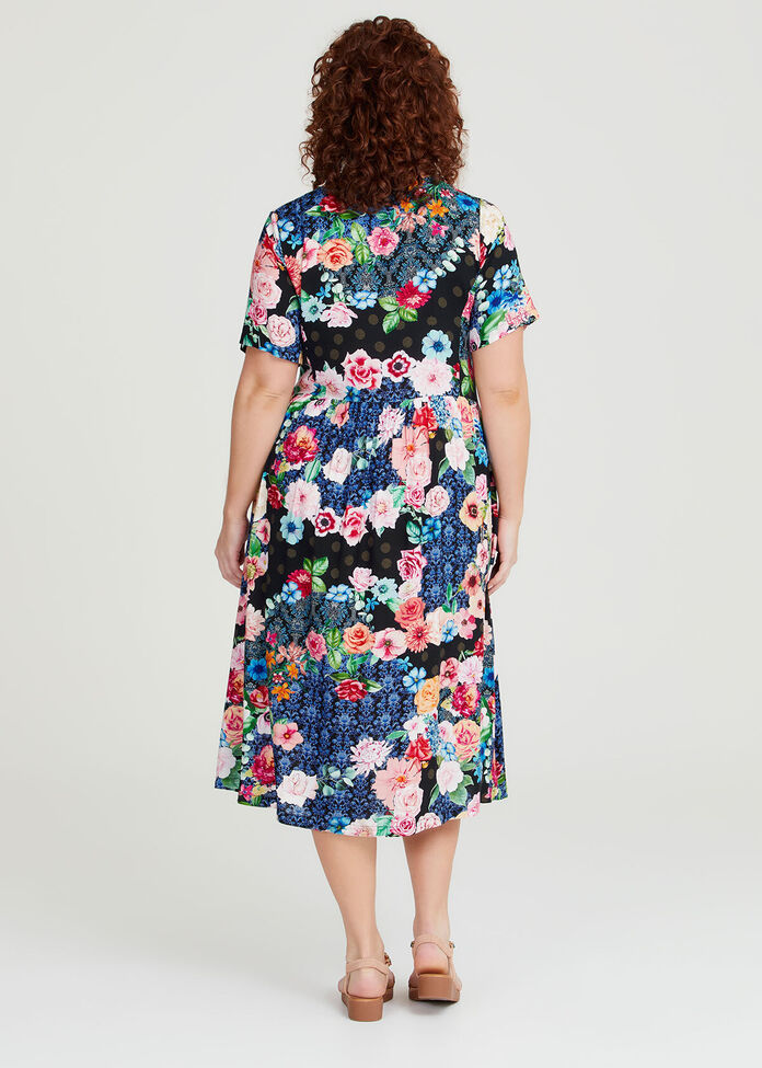 Shop Plus Size Natural Dark Floral Dress in Multi | Sizes 12-30 ...