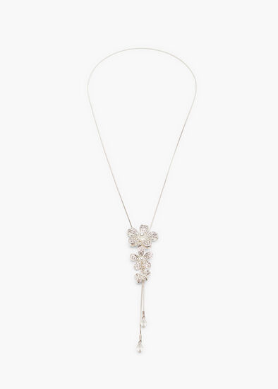 Diamante Flower Lariat Necklace