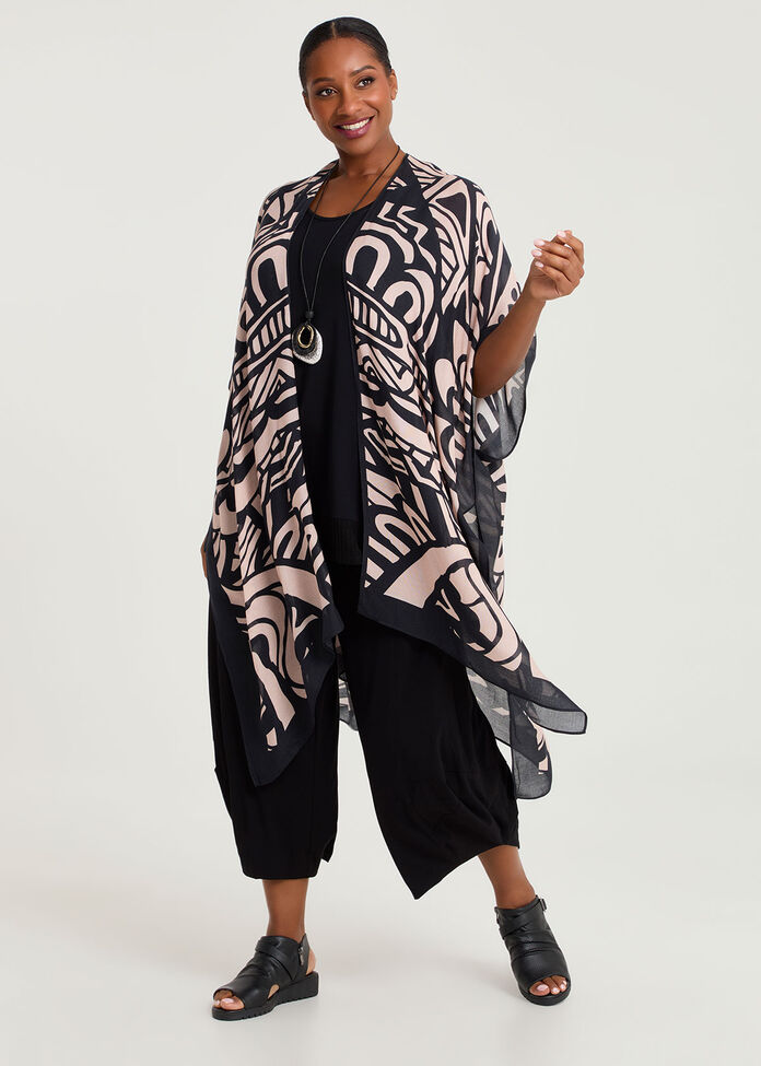 Abstract Print Cape Kimono, MULTI, hi-res