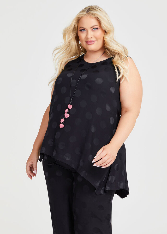 Shop Plus Size Spot Satin Natural Tunic in Black Sizes 1230 Taking