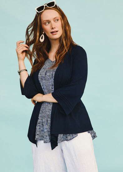 Plus Size Transit Pintuck Bamboo Cardigan