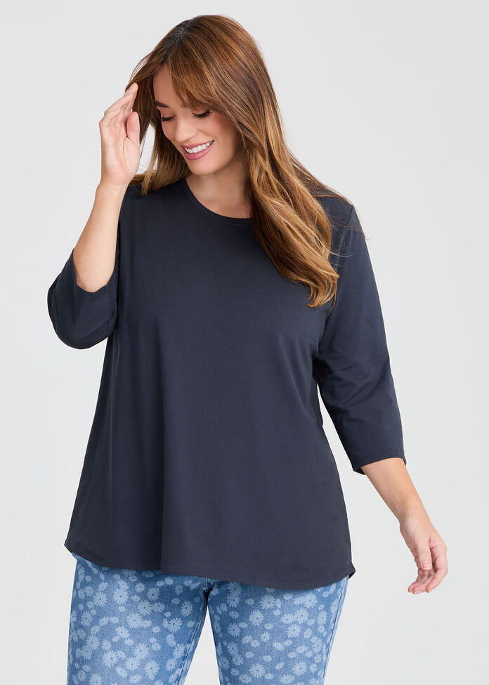 Good Earth Australian Cotton 3/4 T-Shirt, , hi-res