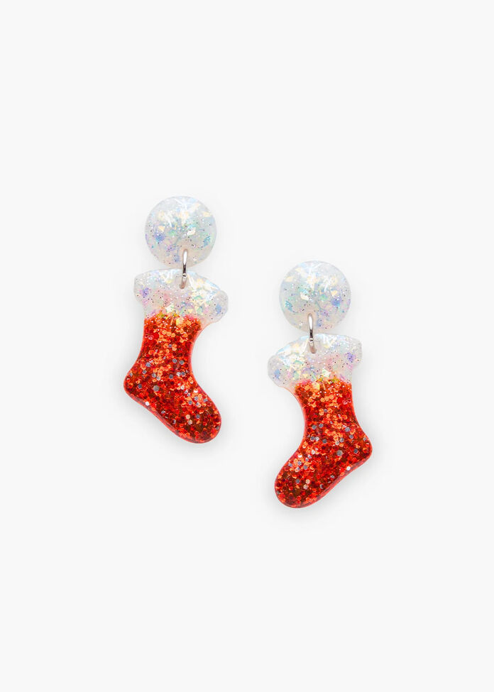 Christmas Stocking Earrings, , hi-res
