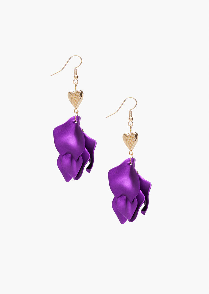 Petal Heart Drop Earrings, , hi-res