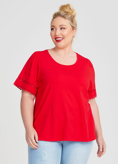 Plus Size Cotton Ric Rac Trim T-shirt