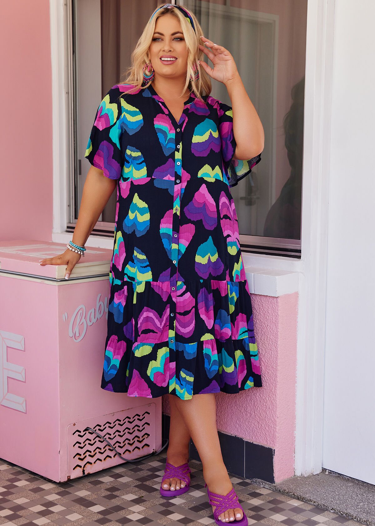 Plus size button dress store