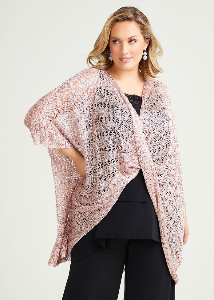 Rose Gold Twist Front Poncho, , hi-res