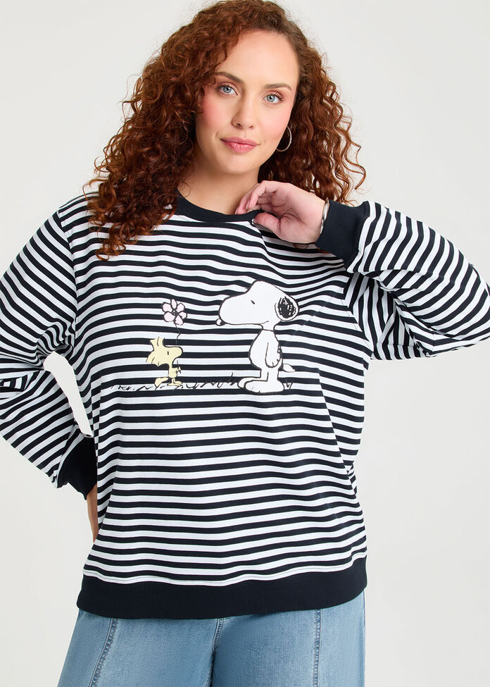Peanuts Snoopy Stripe Sweatshirt, , hi-res