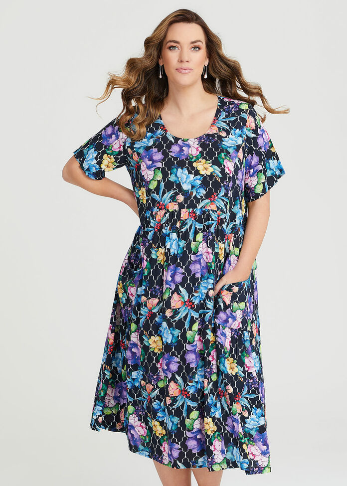Shop Natural Watercolour Floral Dress in Multi, Sizes 12-30 | Taking ...