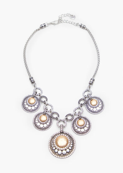 Two Tone Disc Short Necklace