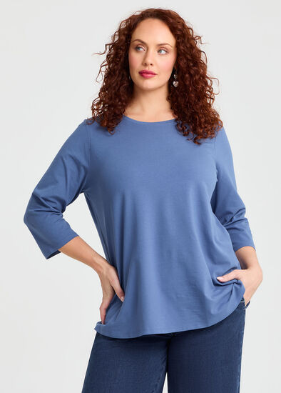 Plus Size Good Earth Australian Cotton 3/4 Sleeve T-Shirt