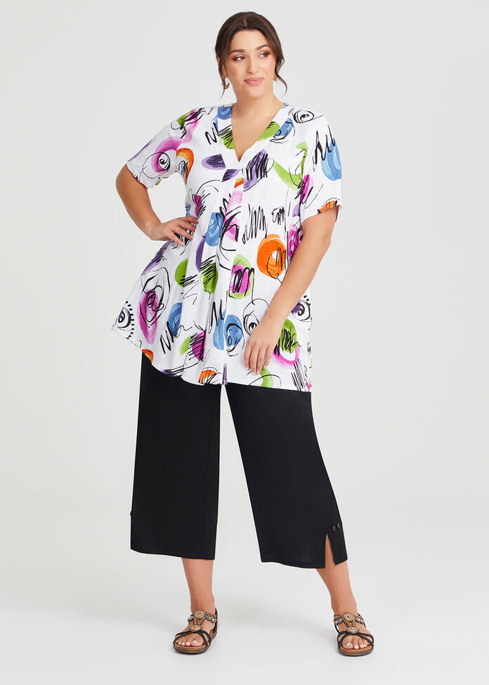 Swirl V-neck Print Natural Tunic, , hi-res