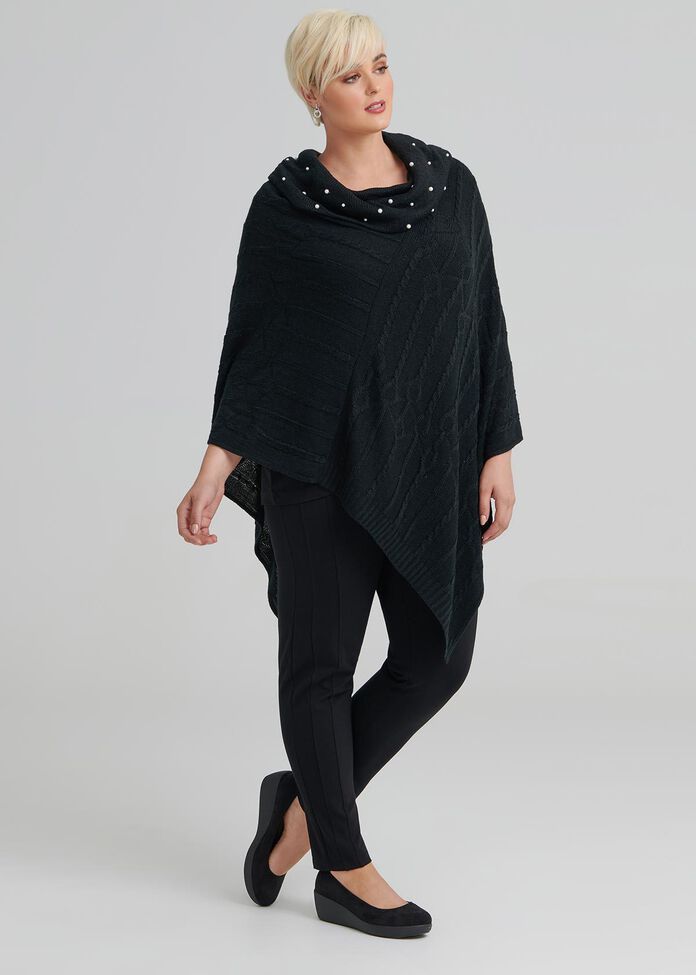 Pearl Cable Poncho, , hi-res