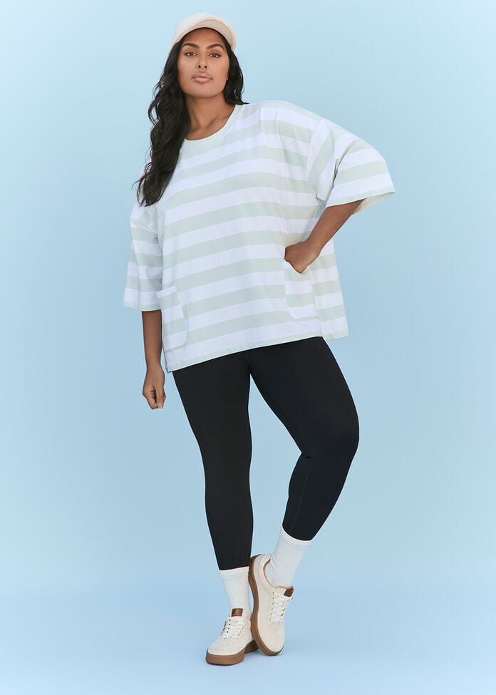Cotton Stripe Pocket Sweatshirt, , hi-res